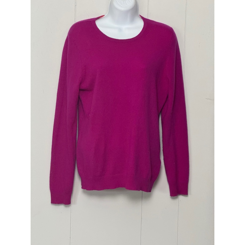 Charter Club Luxury Women Magenta Pink 100% Cashmere Crew Neck Sweater Sz Medium